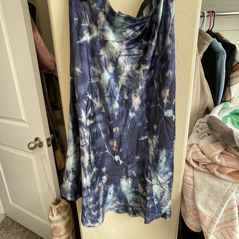 Johnny Was Navy and White Tie-Dye Dress